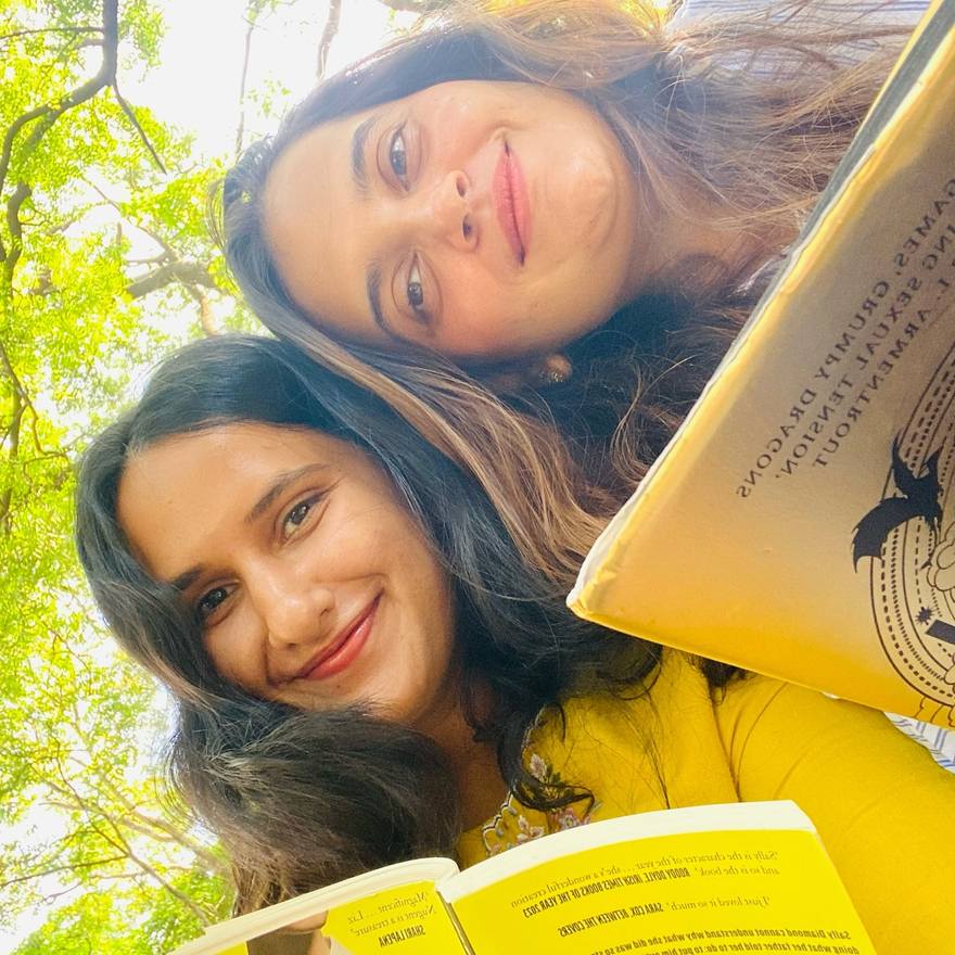 A reader close up with an open book