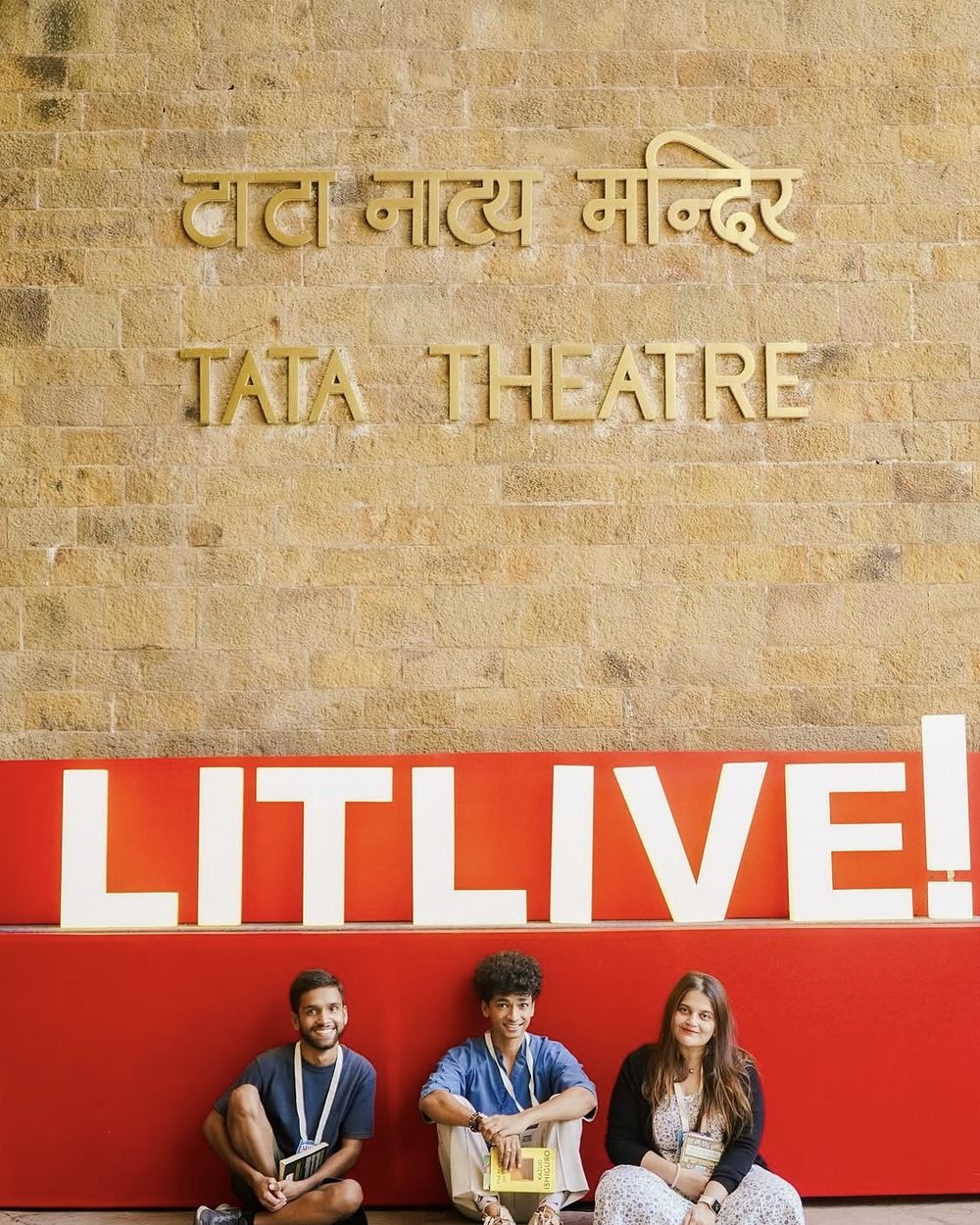 Mumbai Bookies at the LitLive sign outside the Tata Theatre, NCPA